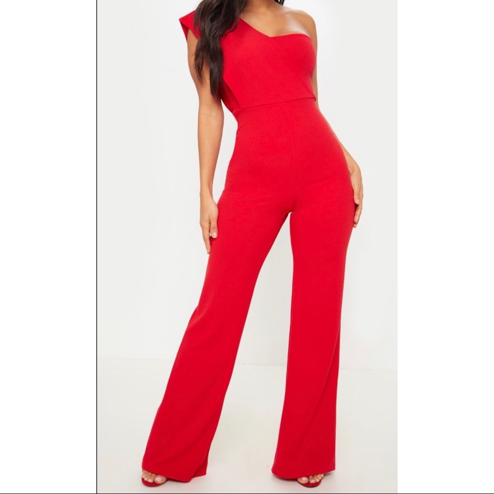 Brand new!! Super cute Red one shoulder jumpsuit!!